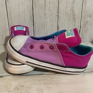 Purple & Pink Girls Lace Up Converse Low Tops Little Kids Size 10